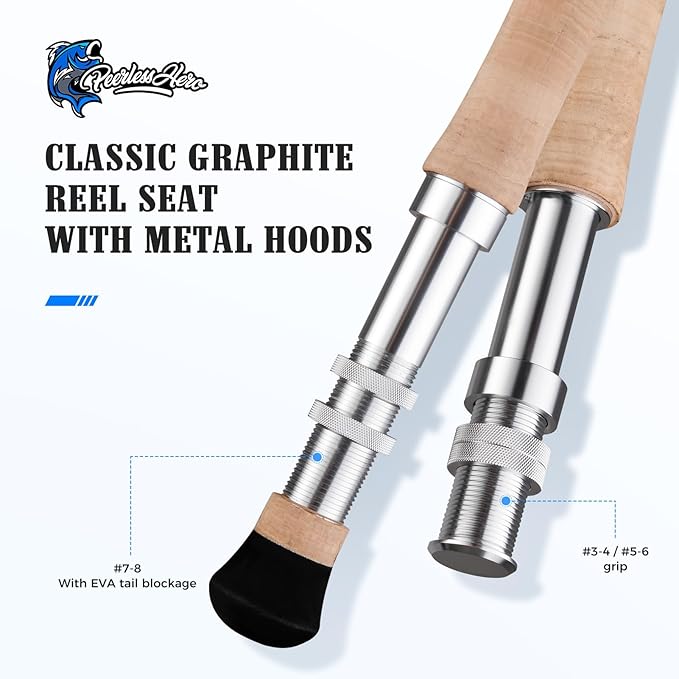 Fly Fishing Rod 4-Piece 8 Feet with IM6 Carbon Blank, Hard Chromed Guides, A Cork Grip