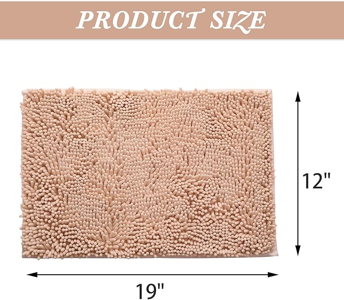 Non-Slip Bath Rug,Extra Soft Microfiber Bedroom Shag Carpet with Anti-Slip Backing,WaterDust Absorbent Fast Dry Shower Mat,Sound Insulated Stairs Pad,Machine Washable (Camel,12 x 19 Inches)