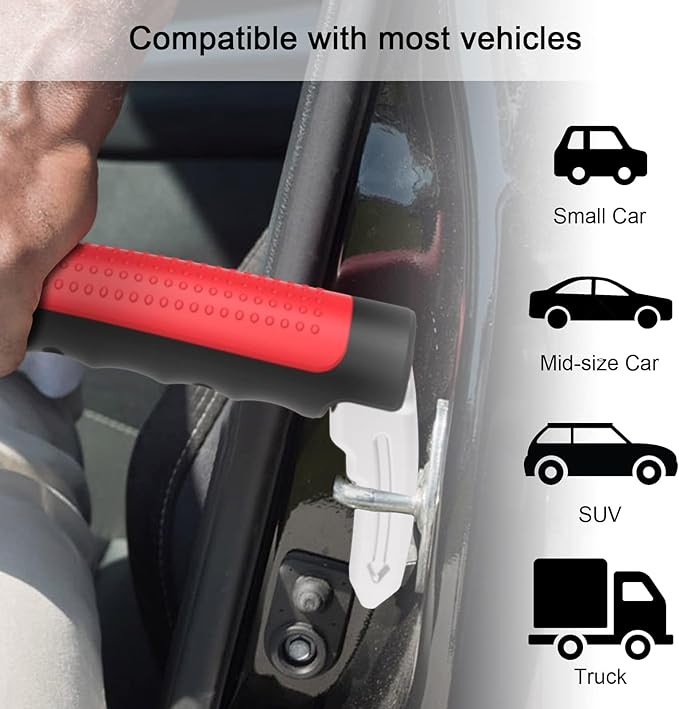 Multifunction Car Handle Assist for Elderly and Handicapped, 3 in 1 Automotive Door Assist Handle, Seatbelt Cutter, Window Breaker, Car Door Handle for Seniors,Red, (CHS)