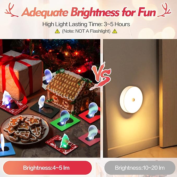 Credit Card Lights, Mini Portable Led Pocket Lamps Light Foldable Wallet Purse Lamps for Christmas Stocking Stuffers Gift Party Favors, 20 pcs Black Card White Color Light