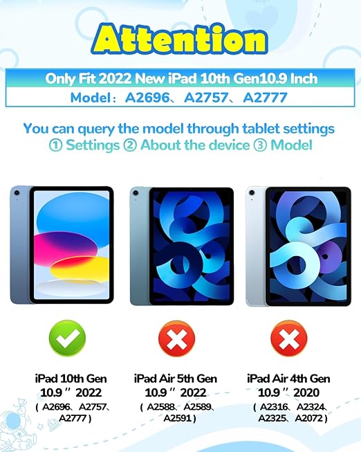 for iPad 10th Generation Case 10.9 Inch Boys Cute Astronaut Cover Kawaii 3D Cartoon Spacemen Cool Funny with Rotating Handle Stand + Strap Soft Silicone Funda for Apple iPad 10th Gen Cases