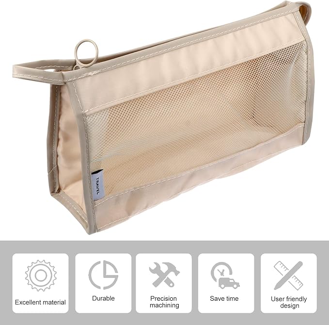 Ipetboom 1pc Travel Cosmetic Bag Toiletry Bag Makeup Bundles Travel Wash Bag Travel Makeup Kit Travel Storage Pouch Travel Makeup Bag Makeup Container Buggy Bag Beige Double Sided Twill