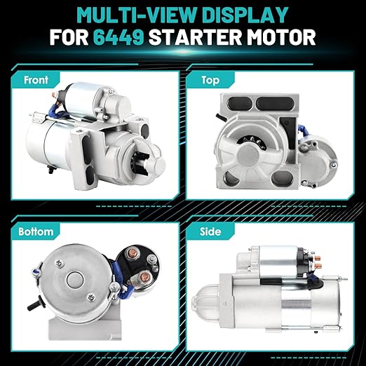 6449 Starter Motor Fit for Chevrolet Avalanche 2500, Express Silverado Suburban for GMC Savana Sierra Yukon XL V8 5.0L 5.7L 8.1L 1.6KW 11-Teeth Automotive Replacement Starter 12560019, 12563829