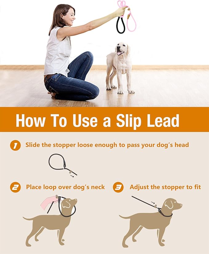 lynxking Slip Lead Dog Leash, 6 FT x 12" Heavy Duty Dog Loop Leashes, Comfortable Strong Rope Slip Leash for Dogs