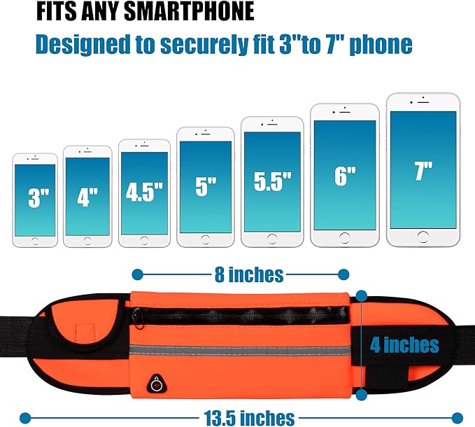 Running Belt Waist Packs,Workout Fanny Pack,Ultra Light Bounce Free Waist Pouch Fitness Workout Belt Sport Waist Pack for Women Men,Adjustable Waistband Bag for All Kinds of Phone (Orange)