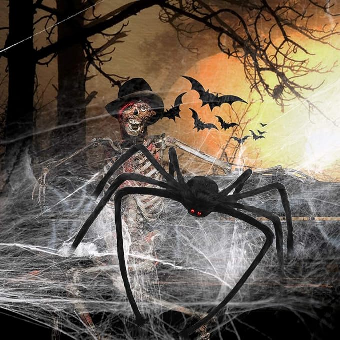 Halloween Giant Spider, 3.0FT Large Foldable Spider Fake Hairy Spider Scary Decorations Halloween Spider Outdoor Yard