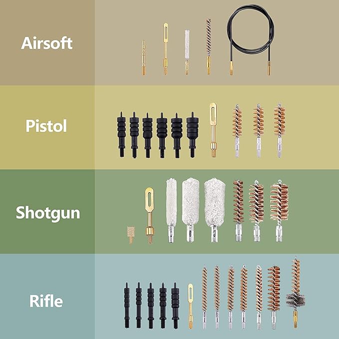 BOOSTEADY Gun Cleaning Kit Universal Gun Cleaning Kit Shotgun Pistol Cleaning Kit with Lightweight Organized Carrying Case Gun Cleaning Supplies Gun Cleaner Bottle Brass Jags and Tips