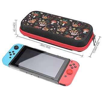 Buewutiry Mushroom Snail Compatible with Nintendo Switch Case - Carrying Case Compatible with Nintendo Switch LiteOled Travel Case Protector with Pockets for Accessories And Games Cases