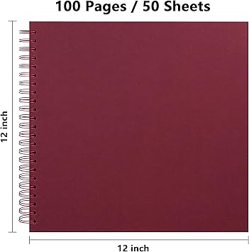 Yopih 12 x 12 Inch Hardcover Kraft Blank Page DIY Scrapbook Photo Album, 100 Pages (50 Sheets) - Perfect for Wedding Anniversaries, Family Memories, and Small Scrapbooking Projects