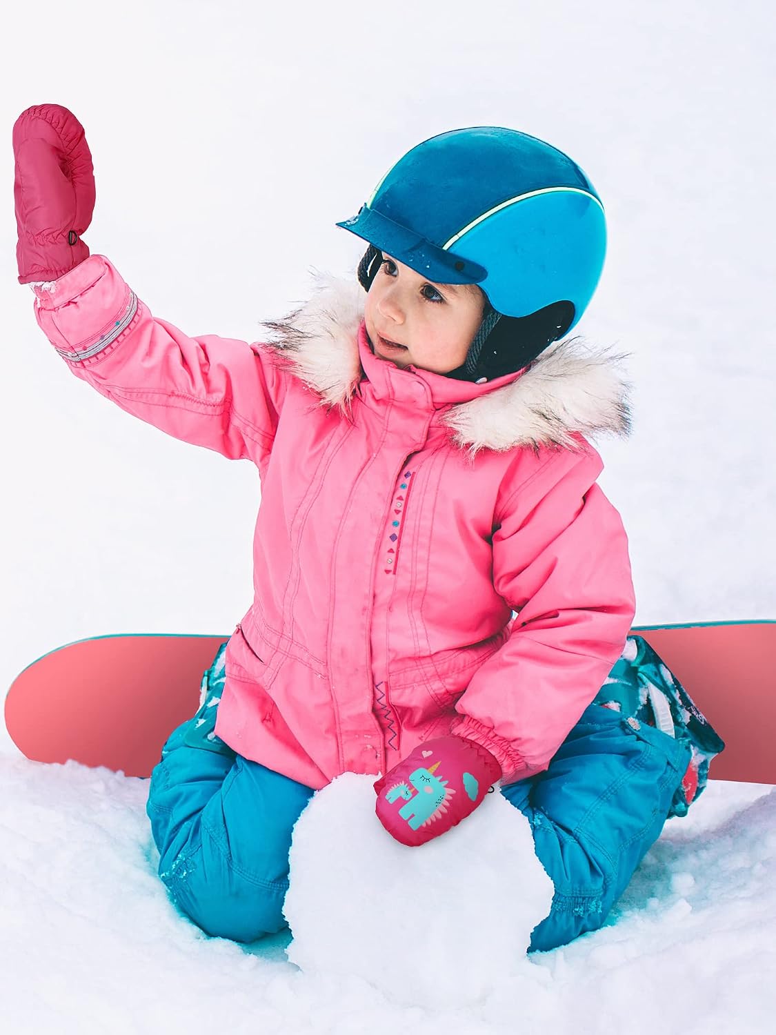 Pairs Kids Ski Mitten Toddler Winter Waterproof Snow Gloves Unisex Cold Weather Warm Mitten for Girls Children Boys Skiing Snowboarding