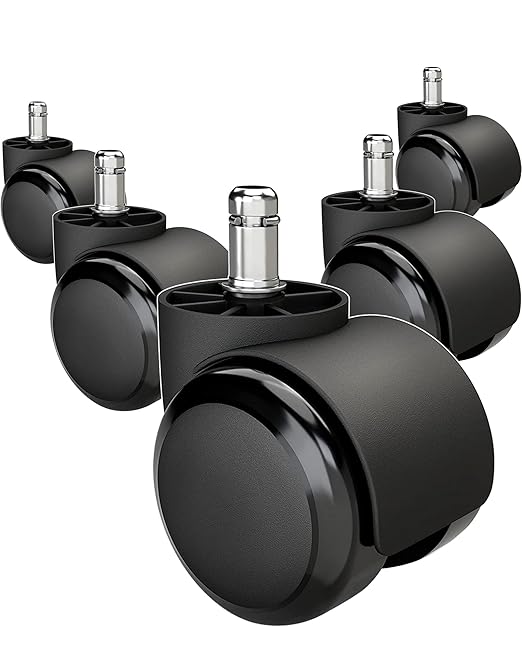 Office Chair Wheels Brozigo Chair Wheels Replacement 5-Pack, Office Chair Casters Heavy Duty Replacement for Hardwood Floors and Carpet, 2 inch Fits 99, Black
