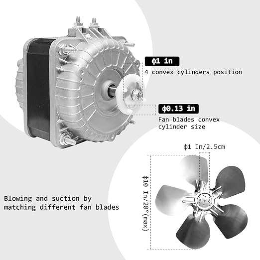 YZF18-25 Fan AC Motor(Copper Wire)120V 60HZ 18W 1.01A,YZF18-25 Shaded Pole Motor,with Single Phase, 4 Shaded Poles 1550 rmin,Suitable for Condenser, Evaporator, Radiator and Other Cooling Equipment