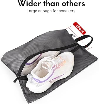 2 Pack Shoe Bags for Travel, Sneaker Bags, Waterproof Travel Shoe Bags with Zipper for Packing, Golf Shoe Dust Bags for Man and Women, X-Large, Black