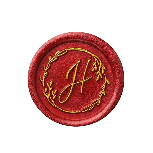 Yoption Handwritten Letter H Wax Seal Stamp, Vintage Initial Alphabet with Olive Branch Sealing Wax Stamp