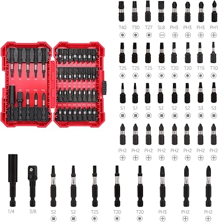 Basics 42-Piece Impact Driver Bit Set, Phillips, Slotted, Torx, One Size