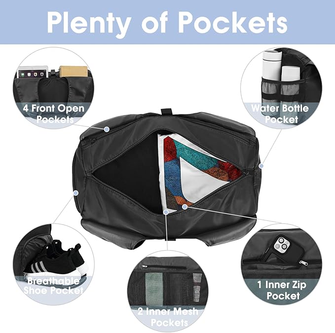 sportsnew Yoga Gym Bags for Women with Shoes Compartment Wet Dry Storage Pockets Adjustable Yoga Mat Holder, Patent Pending