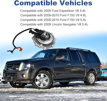 Cooling Radiator Fan Clutch Compatible with Ford Expedition 2009 F150 2009-2010 Lincoln Navigator 2009 V8 5.4L Replacement for 9L3Z8A616B