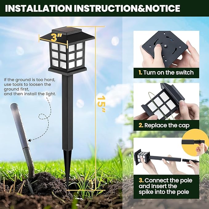 GIGALUMI Solar Outdoor Lights,10 Pack LED Solar Lights Outdoor Waterproof, Solar Walkway Lights Maintain 10 Hours of Lighting for Your Garden, Landscape, Path, Yard, Patio, Driveway