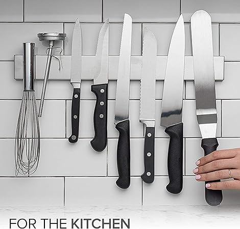 Modern Innovations 16 Inch Stainless Steel Magnetic Knife Bar with Multi-Purpose Functionality as a Knife Holder, Knife Strip, Magnetic Tool Organizer, Art Supply Organizer Home Organizer