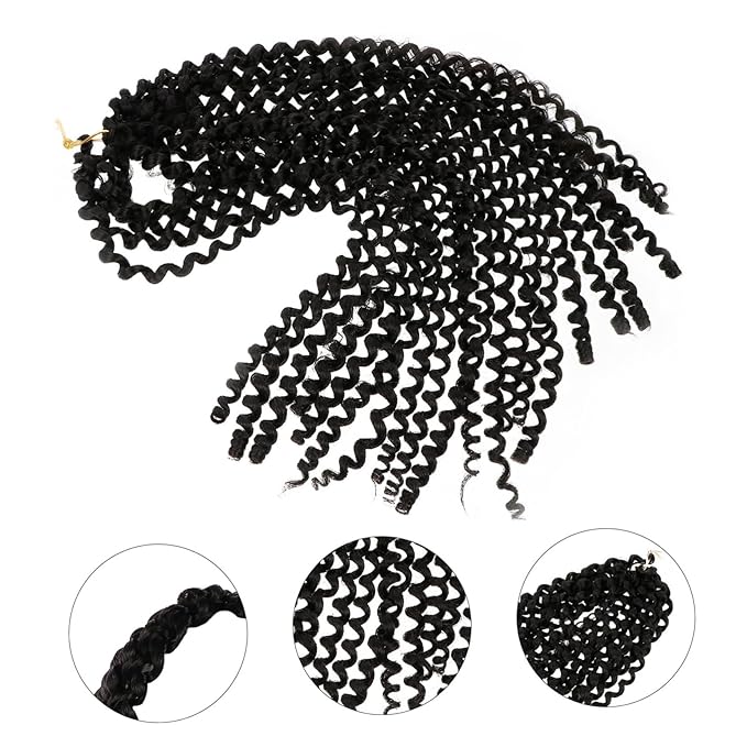 balacoo Water Ripple Wig Wigs Human Hair Crochet Hair Jumbo Braids Extensions Hair Curly Wig Hair Crochet Braiding Twist Hair Low Temperature Wire Black