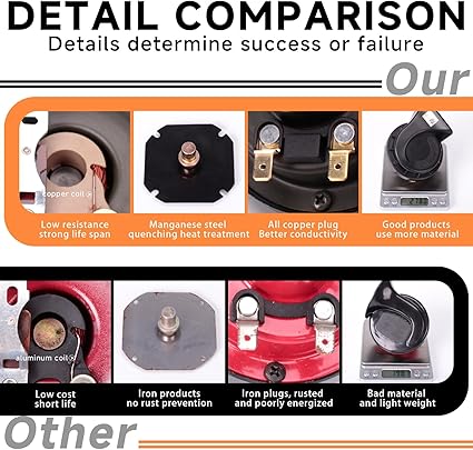 FARBIN Compact Horn 12V Car Horn Loud Low-Tone 410HZ Waterproof Auto Horn Electric Snail Horn Universal for Any 12V Vehicles (Single low pitched snail horn, 12v)