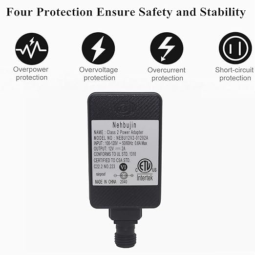 12V 2A Class 2 Power Supply, IP44 LED Transformer Replacement Yard Inflatable Adapter for String Light, Inflatable Decorations (12V-2A 1PCS)