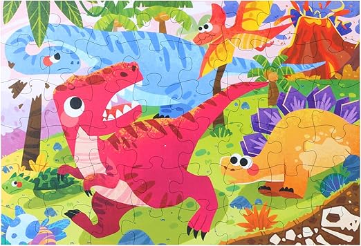 Dinosaur Jumbo Floor Puzzles for Kids Ages 3-5 Preschool Learning Toys 48-Piece Large Floor Puzzle for Toddlers&Kids Ages 4-8 Years Old,Best Gift for Boys and Girls (Dinosaur Era)