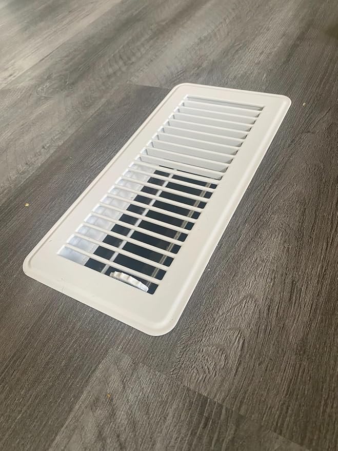 Rocky Mountain Goods Floor Register Vent for 4-Inch by 10-Inch Vent Openings (Item Dimensions 11.5 x 5.5") - Easy Adjust Air Supply Lever - Premium Finish - Heavy Duty to Allow Walk on use (White)