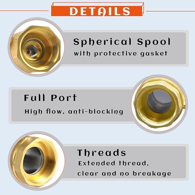 2- Pack 34" Full Port Ball Valve Brass, 34 Inch NPT Brass Valve,34" Female x 34" Female Thread Heavy Duty Brass Shut Off Valve Water, Oil and Gas