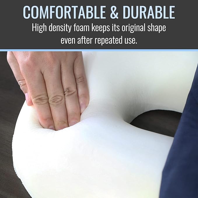 DMI Seat Cushion Donut Pillow and Chair Pillow for Tailbone Pain Relief, Hemorrhoids, Prostate, Pregnancy, Post Natal, Pressure Relief and Surgery, 18 x 15 x 3, Navy
