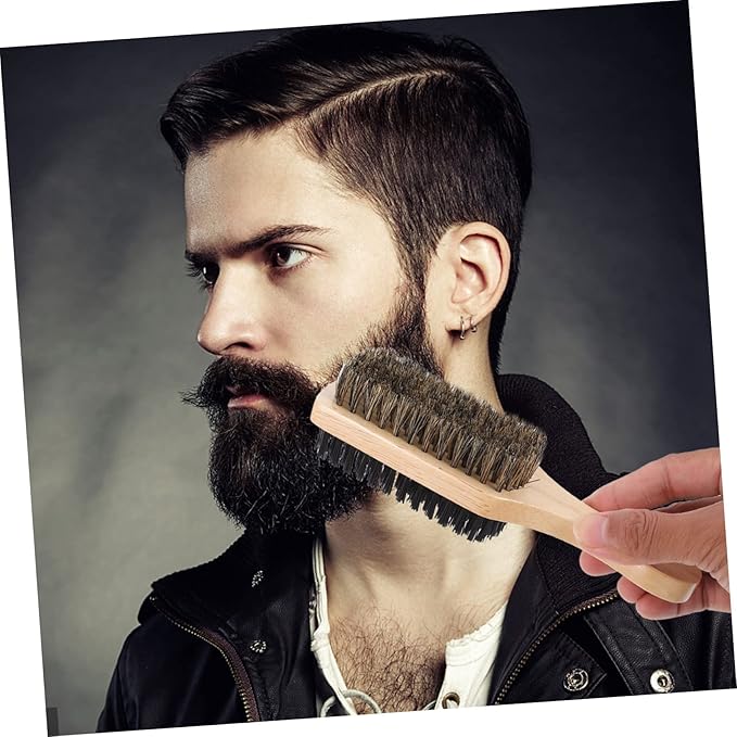 NOLITOY Salon Quality Beard Brush Men's Beard Cleaning Boar Bristle Facial Care Tool