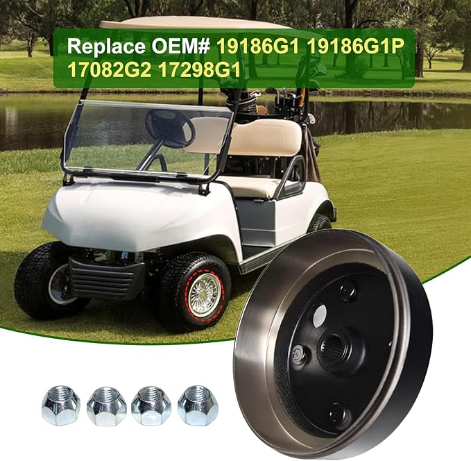 Golf Cart Brake Drum Hub Assembly Compatible with EZGO TXT 1982-Up Electric Vehicles Models,Replaces 19186-G1 19186-G1P 17082-G2 17298-G1