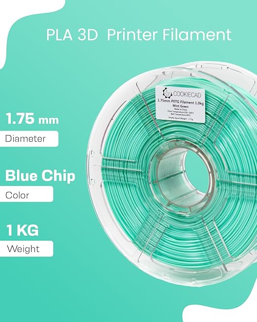 PLA Filament 1.75mm 1kg Green Pastel 3D Printer Filament - Mint Green PLA