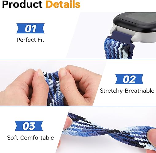 Braided Solo Loop Band Compatible with Gizmo Watch 3/2/1 Gabb Watch 3/2/1 SyncUP Watch Band,20mm Soft Adjustable Elastic Nylon Band,Magnetic Buckle,Small Size