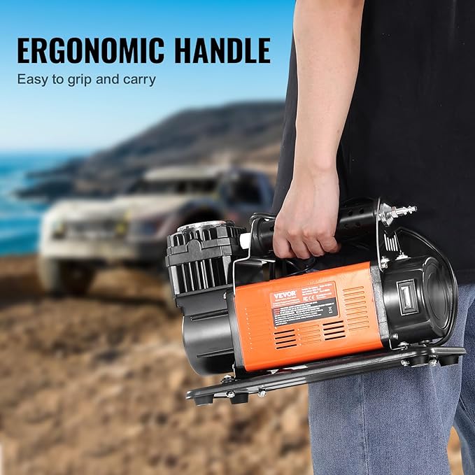 VEVOR 12V Heavy Duty Air Compressor - with Digital Pressure Gauge Tire Inflator Kit, 7.06 CFM Portable Tire Inflator, 150PSI Offroad Air Pump with Adapters for Trucks Car SUV 4 x 4 Vehicle RV