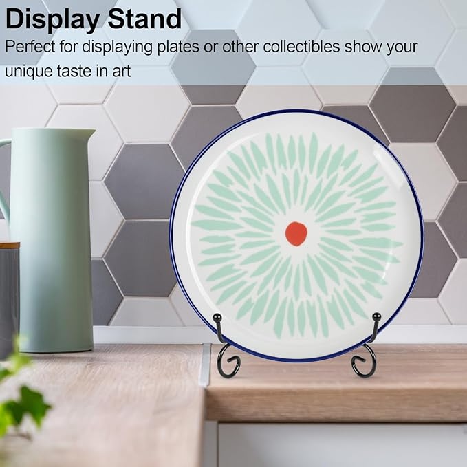 vivinin 4 Pack Plate Stands For Display, Plate Holder 6 Inch, Picture Frame Stand of Metal, Frame Holder Stand and Artworks, Small Easel Stand for Book, Tabletop Art, Picture, Photo and Platter