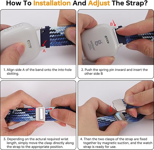 Braided Solo Loop Band Compatible with Gizmo Watch 3/2/1 Gabb Watch 3/2/1 SyncUP Watch Band,20mm Soft Adjustable Elastic Nylon Band,Magnetic Buckle,Small Size