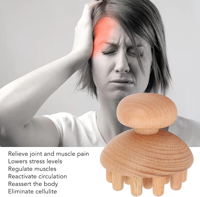 ANGGREK Wood Head Massager, Octopus Shape Manual Scalp Massagers Scalp Massage Tool Wooden Fingers Head Scratcher for Remove Headache and Head Body Relaxing
