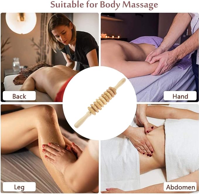Wood Massager Roller Handheld Cellulite Massage Trigger Point Stick Body Therapy Massager Muscle Relief Tool, 01