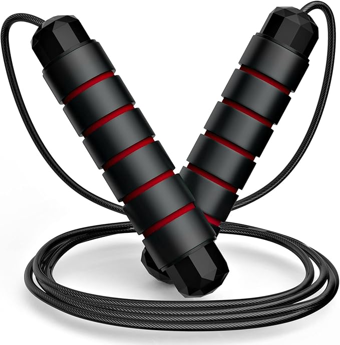 Jump Rope, Tangle-Free Rapid Speed Jumping Rope Cable with Ball Bearings for Women, Men, and Kids, Adjustable Steel Jump Rope Workout with Foam Handles for Fitness, Home Exercise Slim Body
