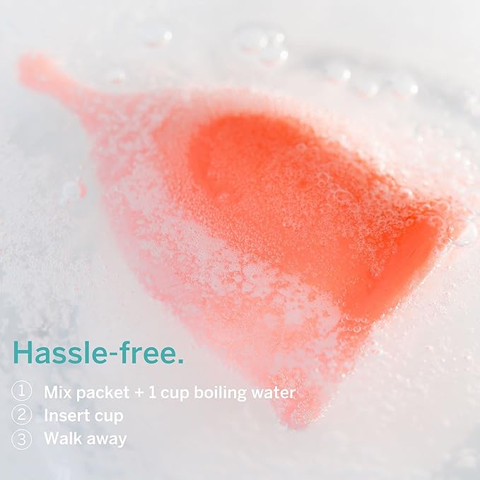 Pixie Cup Stain Remover for Wash Menstrual Cup - The Only Sterilizer Cleaner that Will Remove Stains On Your Reusable Menstrual Discs Period Cups - Organic and Natural Ingredients (5 Packets)