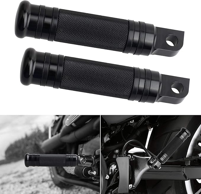 NTHREEAUTO Male Footpegs, Black CNC Billet Passenger Foot Pegs, Motorcycle Footrests Pedals Compatible with Harley Dyna, Sportster, Forty Eight
