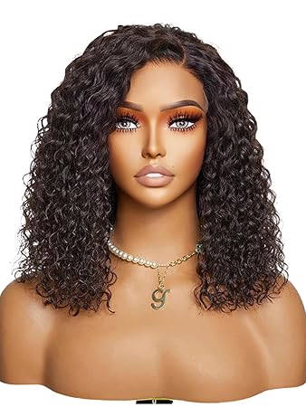 OCTSUN Curly Bob Wig Human Hair for Black Women - Glueless Wigs Human Hair Pre Plucked with Baby Hair Deep Wave 13x4 Lace Front Wigs Wet and Wavy Brazilian Human Virgin Hair Wigs 14 Inch 180% Density