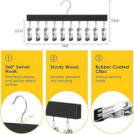 Legging Organizer for Closet, Pants Hangers with Clips Holds 20 Leggings, Jeans, Hats, Shorts, Socks, 360 Rotating Space Saving Hanging Clothes Organizer for Closet Organizers and Storage 2Pcs