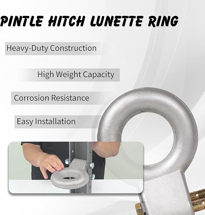 48660 Raw Steel Pintle Hitch Lunette Ring 3-Inch ID, 24,000 lbs, Channel Mount Required