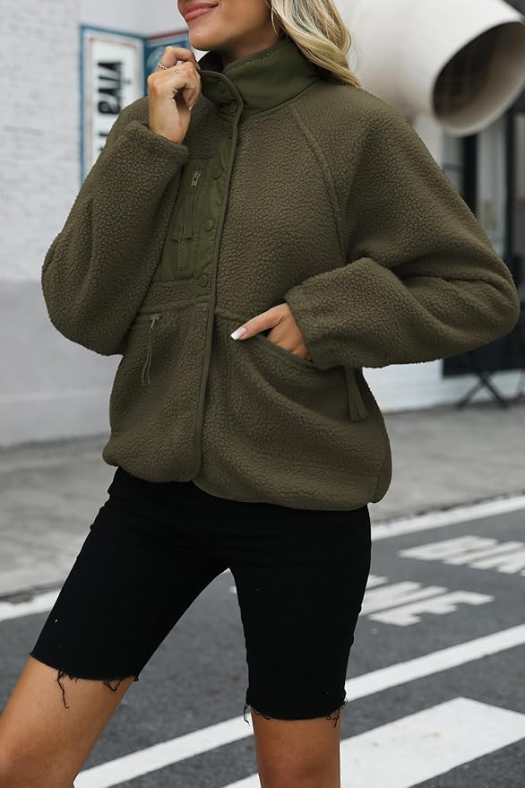 Nirovien Womens Fuzzy Fleece Jacket Button Down Sherpa Coats Casual Winter Warm Outwear with Pockets
