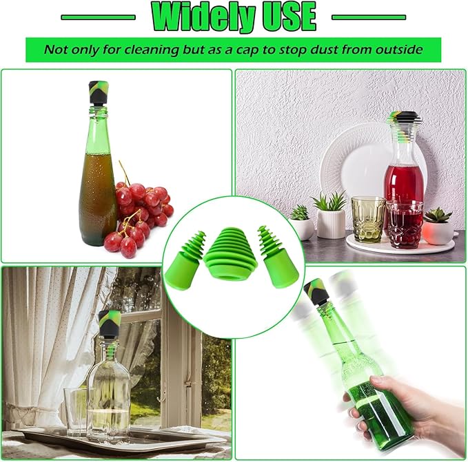 Green Piece three Silicone Green Cleaning plugs stoppers Preserver Cap Airtight Bottle Plug Odor Proofing Glass, Plastic and Silicon Pieces