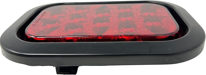 5x3 2x Red Rectangle 12 LED StopTurnTailParking Light Tow Truck Semi Trailer CM Flatbed Reading Postal Hitch Mounted RV Bus Grommet 3 Wire Pigtail Plug Kit 12V IP67 Waterproof
