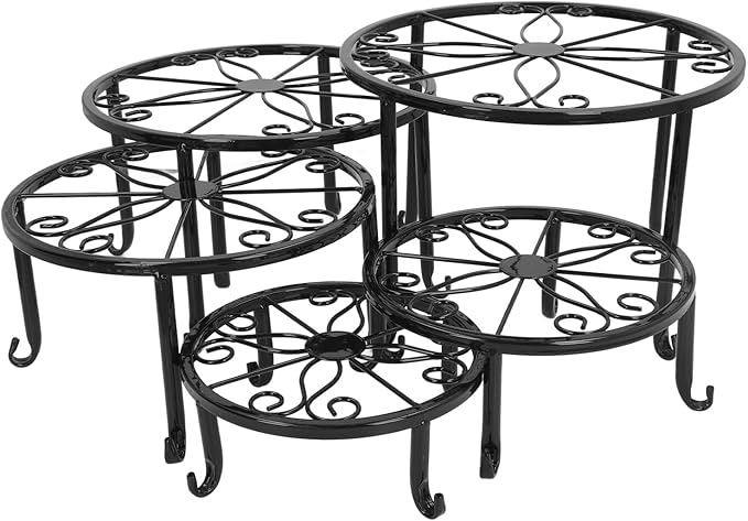 JUOPZKENN Metal Plant Stands for Flower Pots, 5pcs Metal Plant Stand Innovative Decorative Sturdy Stable Indoor Outdoor Flower Pot Holders for Multiple Plants Pots