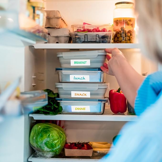MaxGear 500 Removable Freezer Labels 1x3 Inch, Waterproof Oil Resistant Stickers for Food Containers Pantry Jars Organization, No Residue Easy Peel Design, 1 Roll
